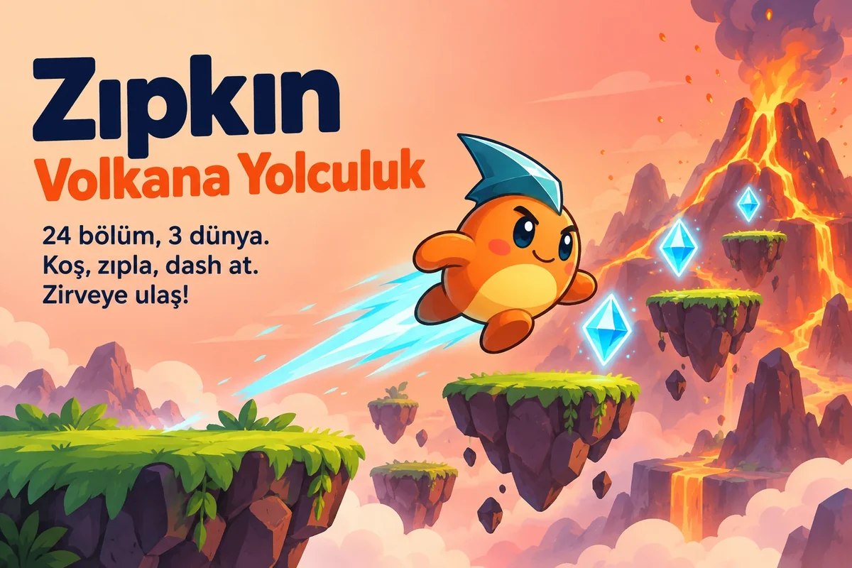Zıpkın: Volkana Yolculuk — 24 bölüm, 3 dünya. Koş, zıpla, dash at, zirveye ulaş!